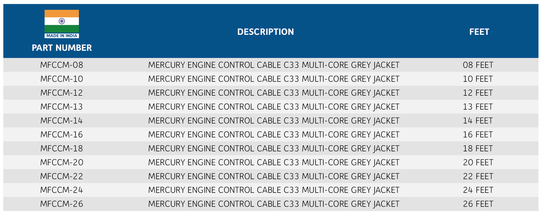 Mercury Engine Control Cable