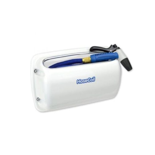 Hosecoil Hose coil flushmount enclosure with "15' x 3/8" hose & adjustable spray nozzle (8" x 13"H)